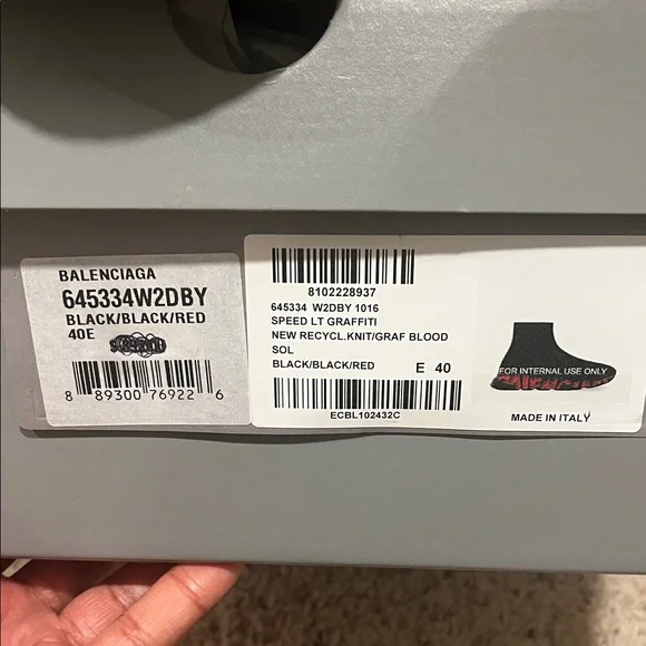 Balenciaga Men's Black Sneakers with Red Accents - Picture 3 of 3